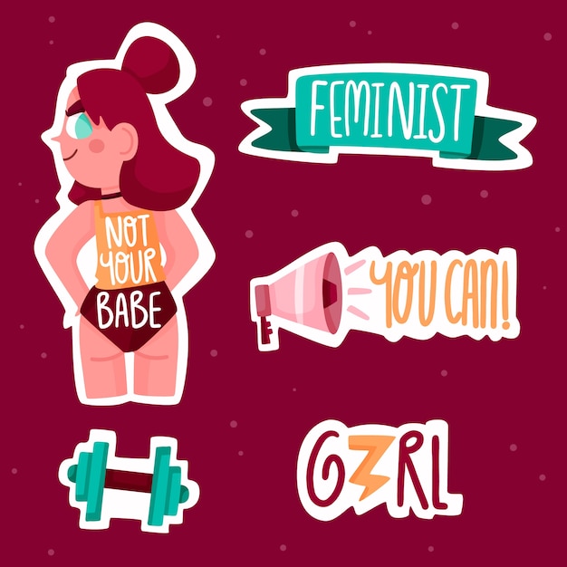 Free Vector collection of empowering feminist stickers