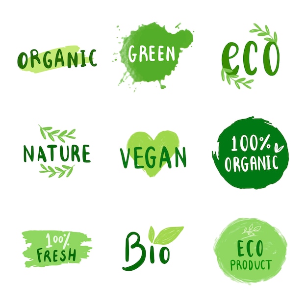 Collection of environmental friendly typography vectors