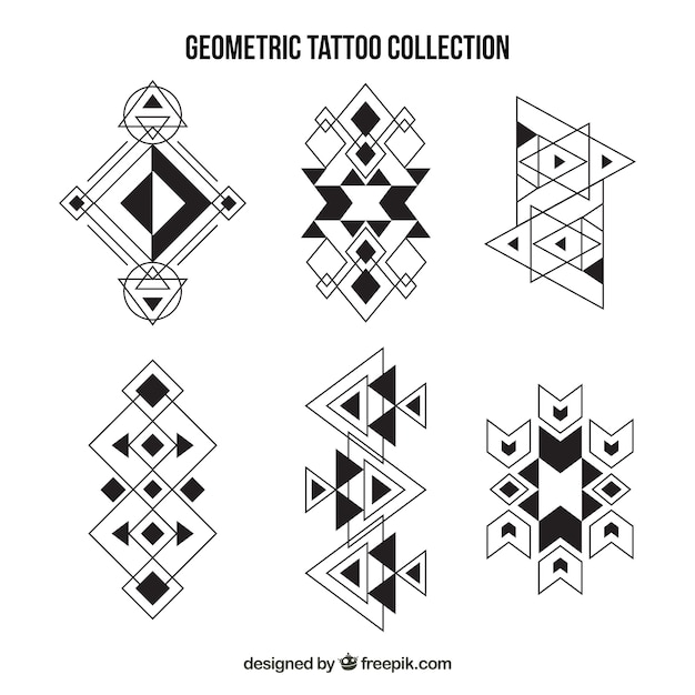 Free Vector collection of ethnic geometric tattoos