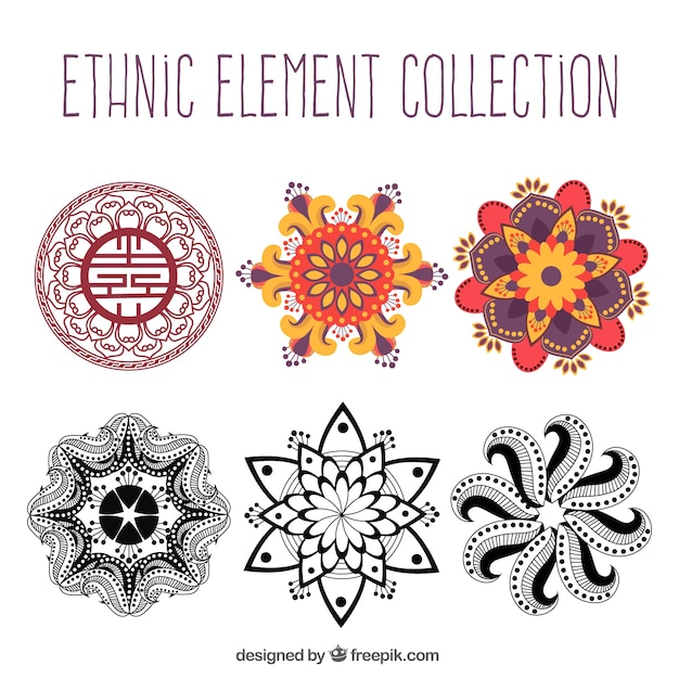 Free Vector collection of ethnic hand drawn elements