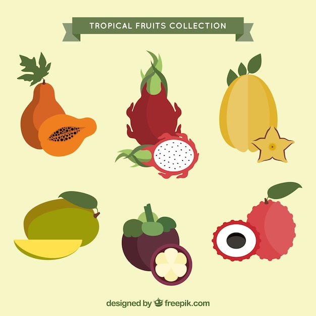 Free Vector collection of exotic fruits in flat design