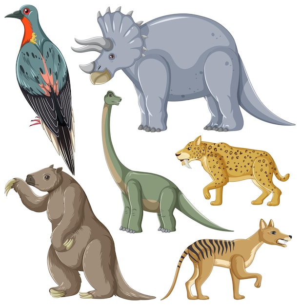 Free Vector collection of extinct animals