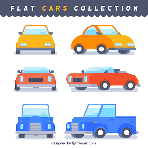 Collection of fantastic cars in flat design