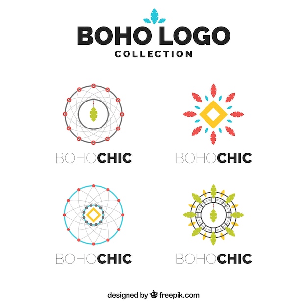 Collection of fantastic logos in boho style