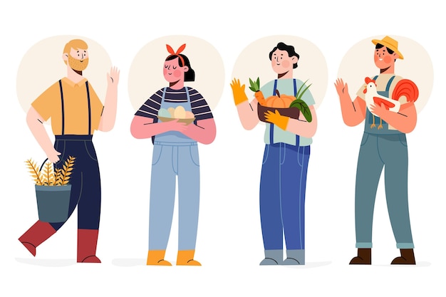 Free vector collection of farmer people