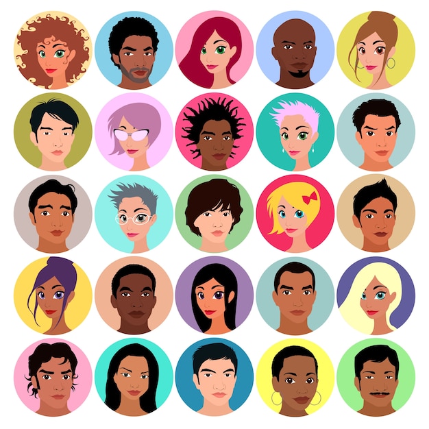 Free Vector collection of female and male avatars