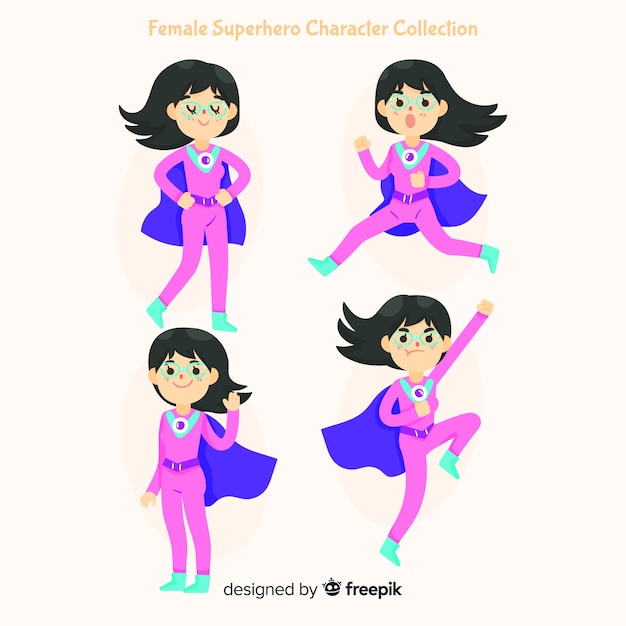 Free Vector collection of female superhero characters