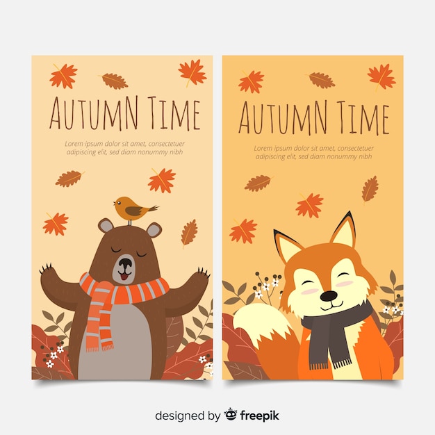 Collection of flat autumn banners