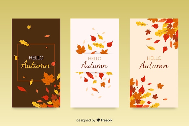 Collection of flat autumn banners