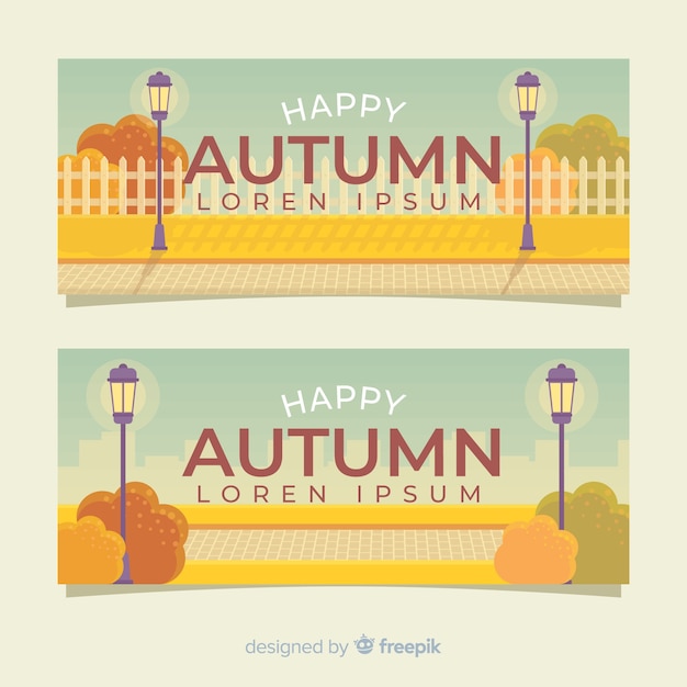 Collection of flat autumn banners