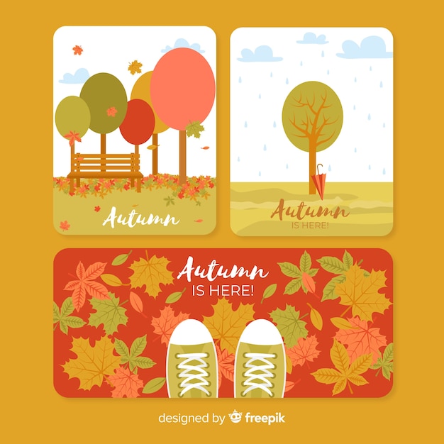 Free Vector collection of flat autumn cards