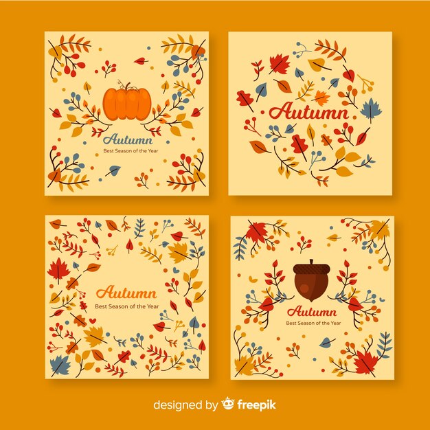 Collection of flat autumn cards