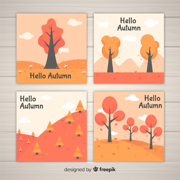 Collection of flat autumn cards