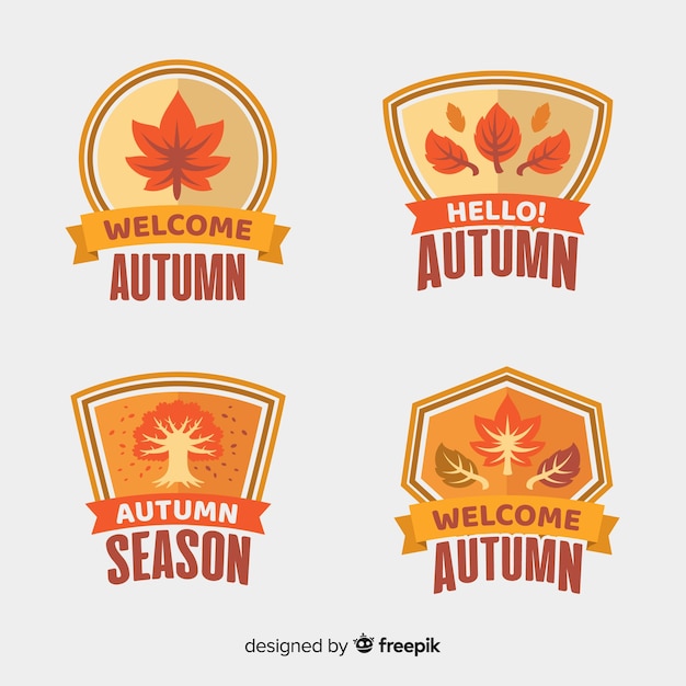 Free Vector collection of flat autumn labels