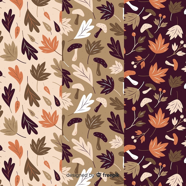 Free Vector collection of flat autumn patterns