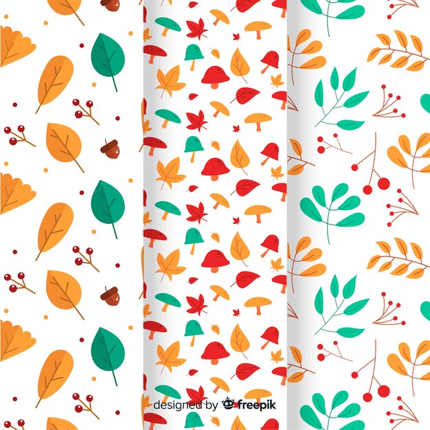 Collection of flat autumn patterns