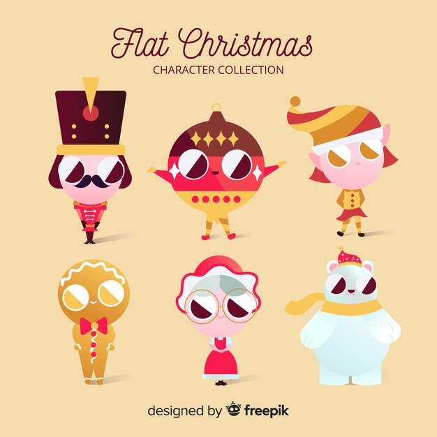 Collection of flat christmas characters