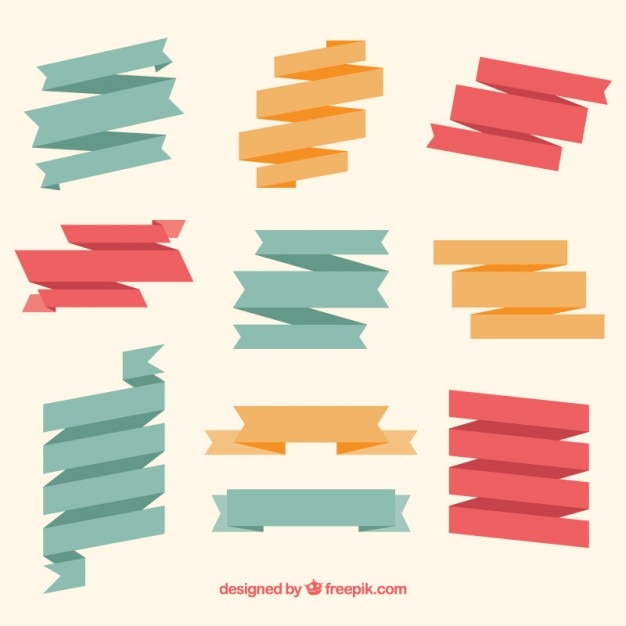 Free Vector collection of flat colored ribbon