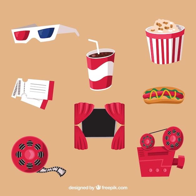 Free Vector collection of flat colorful theater objects