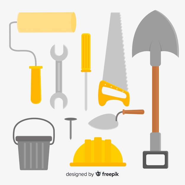 Free Vector collection of flat construction equipment