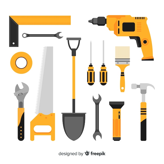 Free Vector collection of flat construction equipment