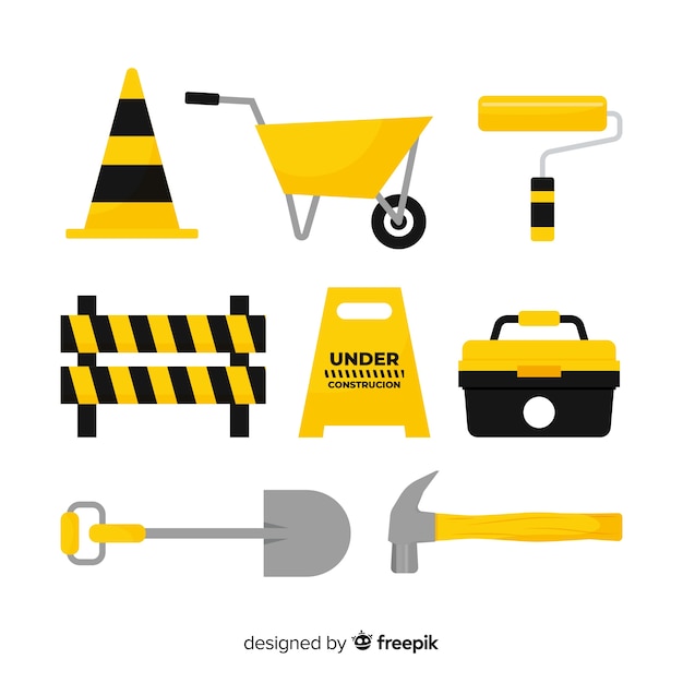 Free Vector collection of flat construction equipment