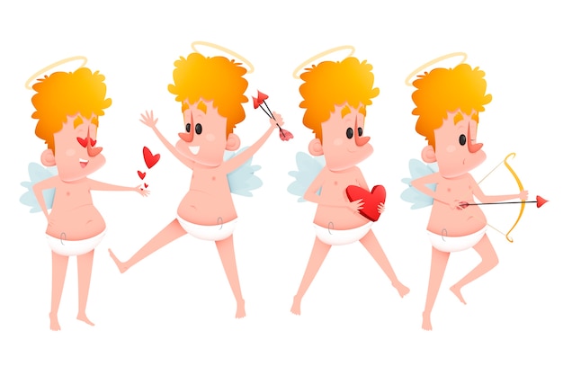 Free Vector collection of flat cupid character