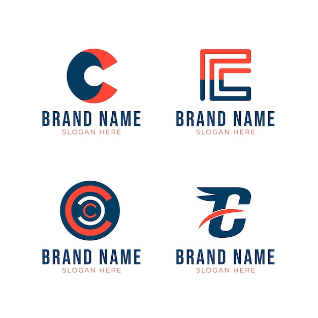 Collection of flat design c logos