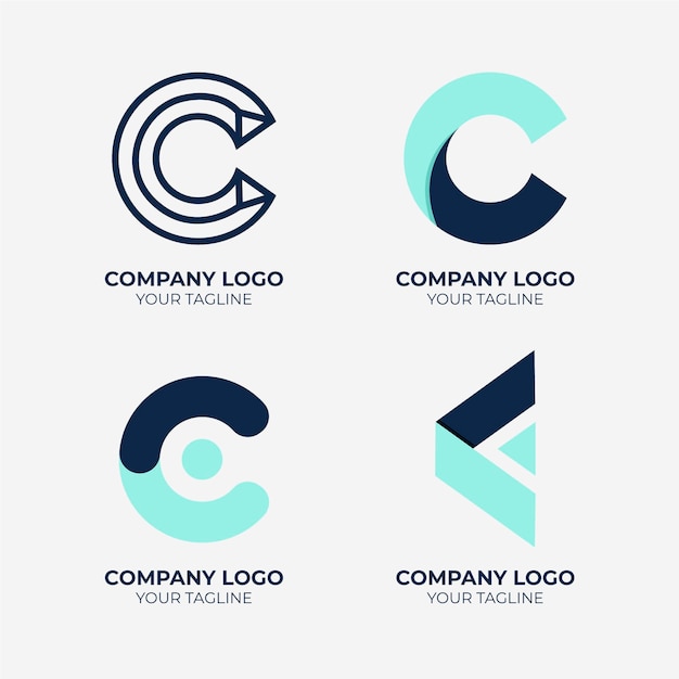 Collection of flat design c logos