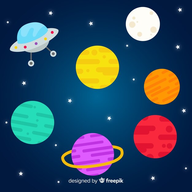 Collection of flat design planets