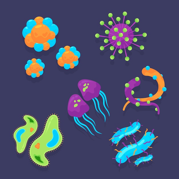 Free Vector collection of flat design viruses