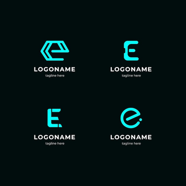 Collection of flat e logo templates