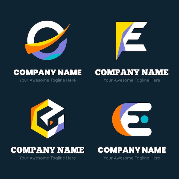 Free Vector collection of flat e logo templates