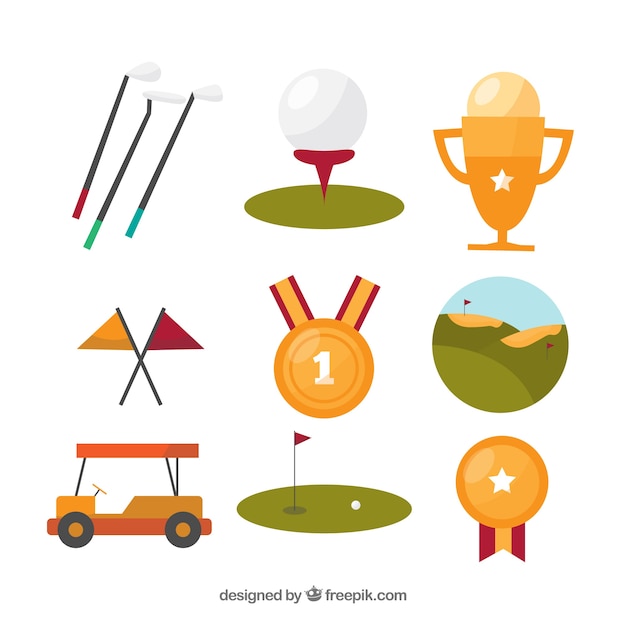 Free Vector collection of flat golf elements