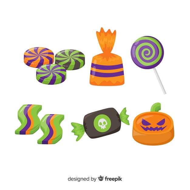 Collection of flat halloween candies