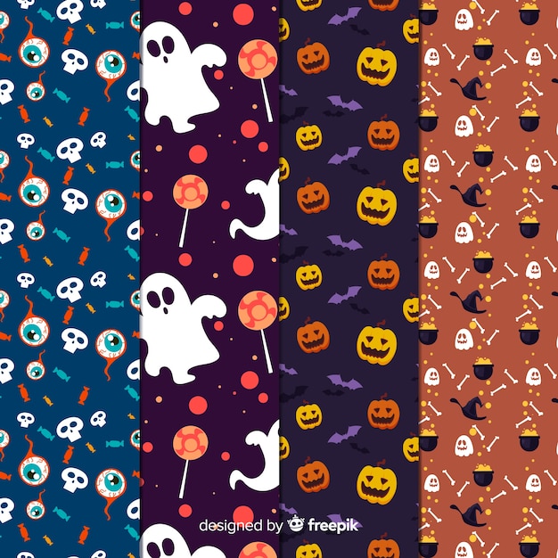 Collection of flat halloween pattern