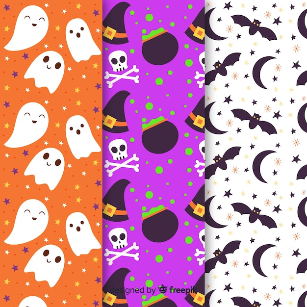 Collection of flat halloween pattern