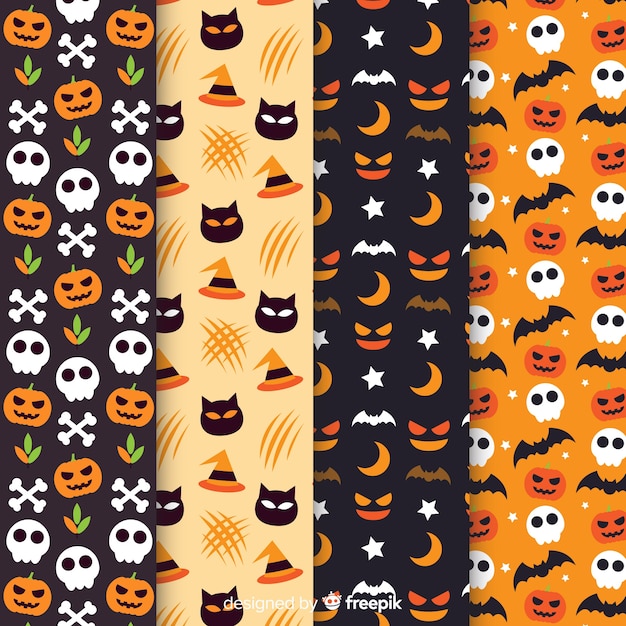 Collection of flat halloween pattern