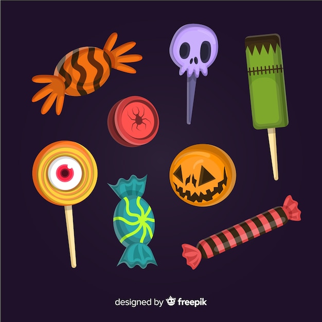 Collection of flat halloween sweets