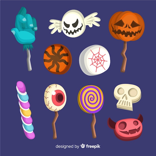 Collection of flat halloween sweets