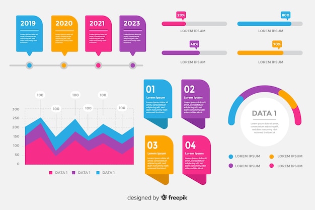 Collection of flat infographic elements