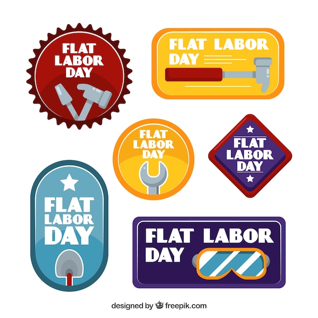 Free Vector collection of flat labor day badges 