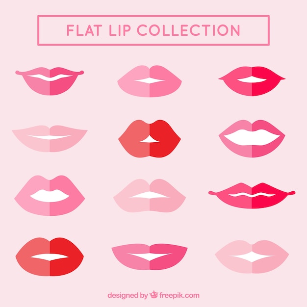 Free Vector collection of flat lips