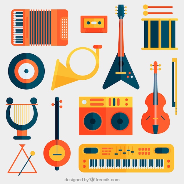 Free Vector collection of flat musical instruments