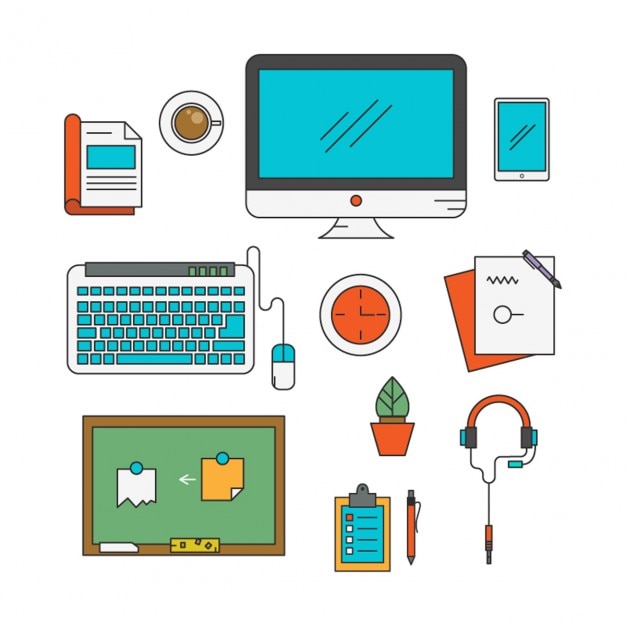 Free Vector collection of flat office elements