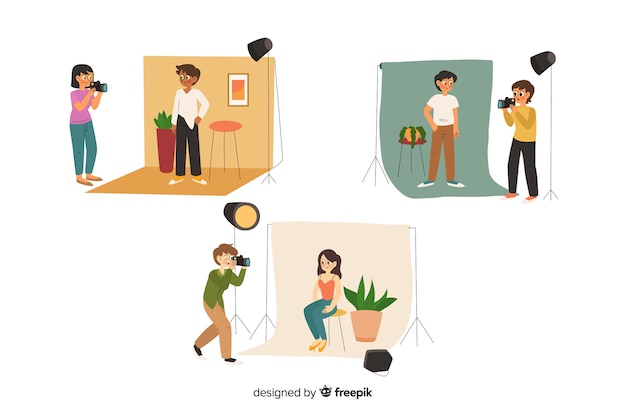 Free Vector collection of flat photographers working