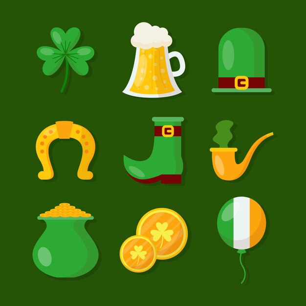 Collection of flat st. patrick's day elements