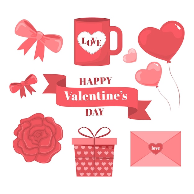 Collection of flat valentine's day elements