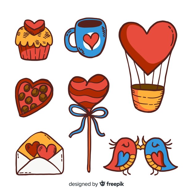 Collection of flat valentines day elements