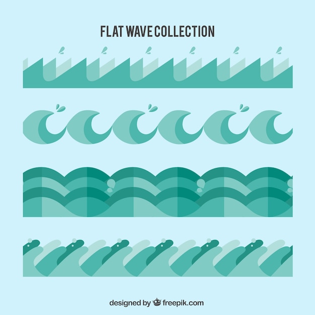 Free Vector collection of flat waves in green tones